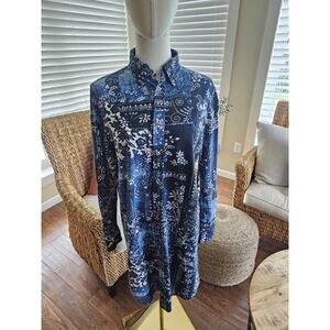 Ralph Lauren Knit Oxford Shirt Dress Women’s Size L Preppy Career Blue